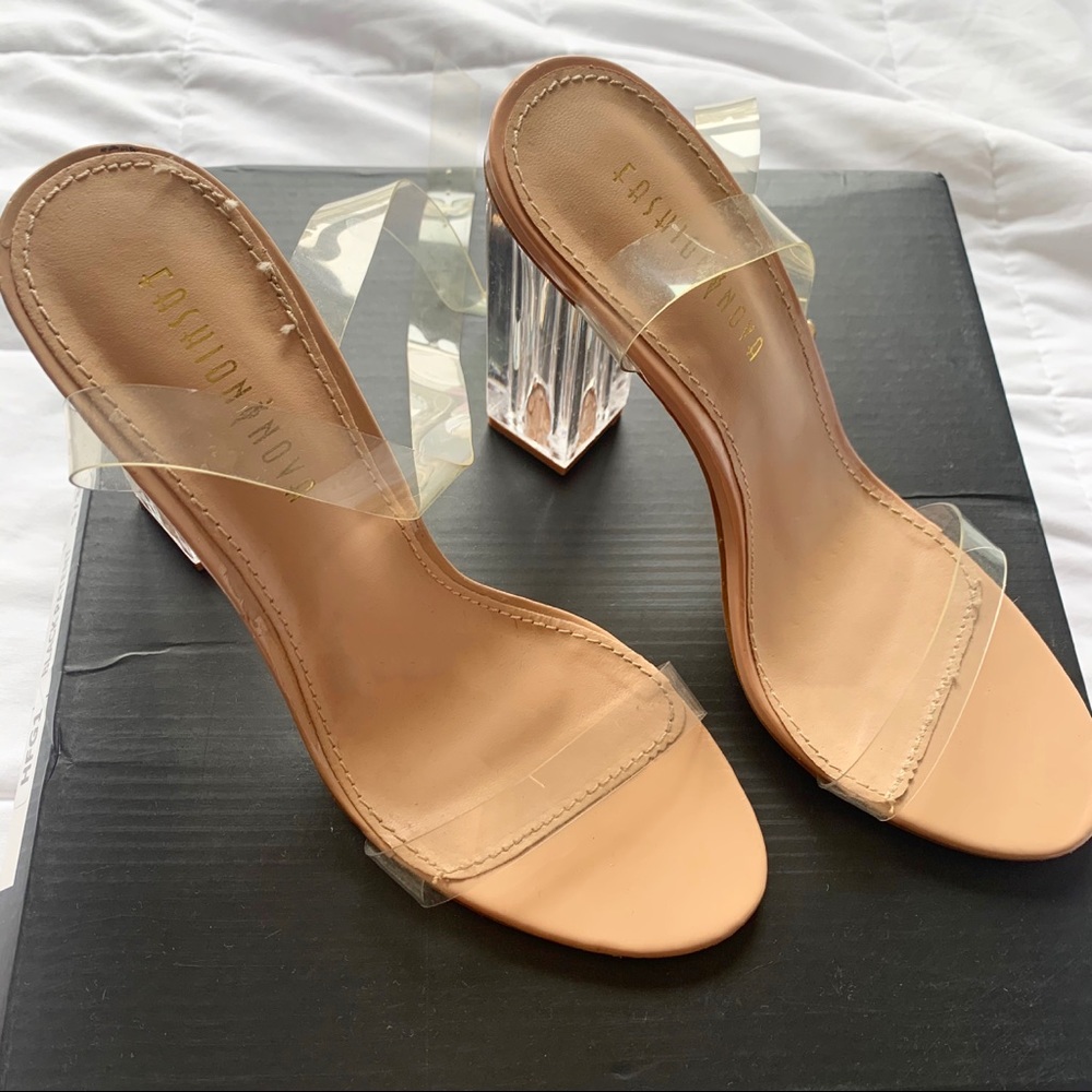 FashionNova clear strappy heels